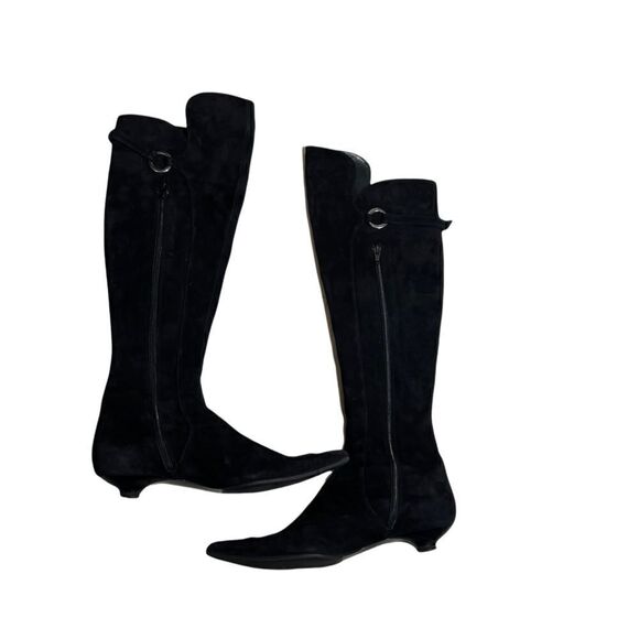 Pura Lopez Over Knee Suede Boots Kitten Heels - Picture 9 of 14